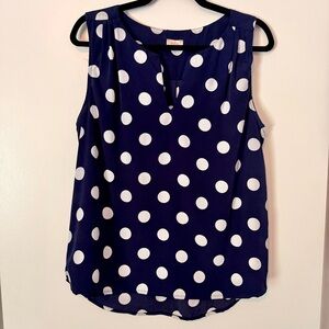 Pixley Navy & White Polka Dot Sleeveless Blouse